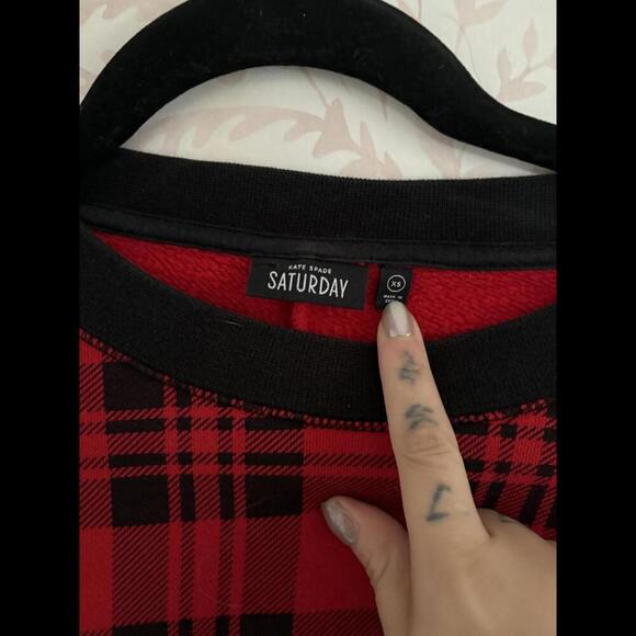EUC Kate Spade Saturday Red Plaid Sweater - XS - Picture 2 of 4
